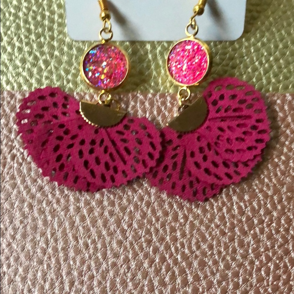 Handmade fan earrings
